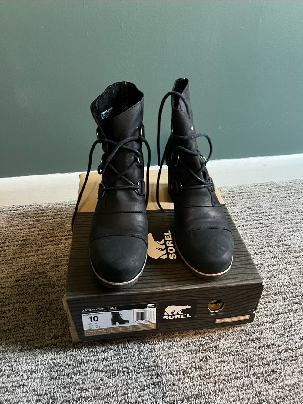 Sorel Black Lace-Up Ankle Boots